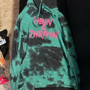 Fashion Nova Green and Black Tie-Dye Hoodie